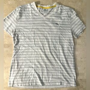 Lacoste T Shirt Mens Size 6 Gray Striped V Neck Short Sleeve Large Retail: $70